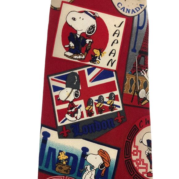 Peanuts Life Should Be A 52 Week Vacation Snoopy Novelty Necktie Vintage Silk - Picture 4 of 8